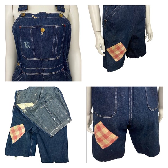 1950s RARE Blue Bell Selvage Dark Denim Bib Overalls Workwear / Women’s XS * - Picture 2 of 5